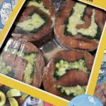 Рулеты из горбуши с сыром и шпинатом